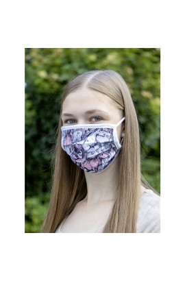 mouth, nose & face mask -printed fabric light grey-