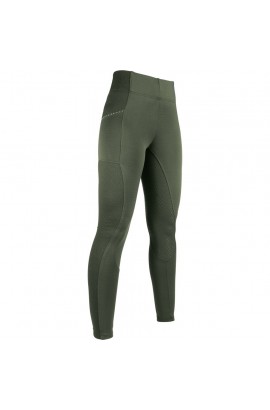 Riding leggings with silicone seat -Mesh Style- olive green