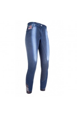 Kids denim breeches with silicone seat -USA Jeggings-