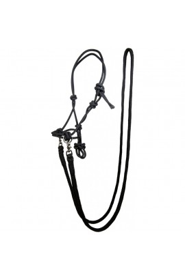 !Rope halter with reins, black