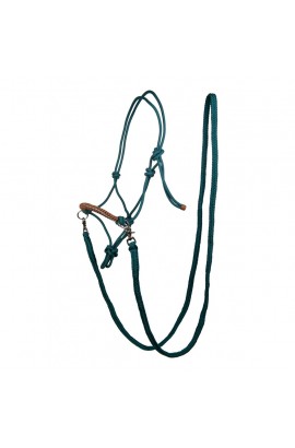 !Rope halter with reins -Strass- petrol