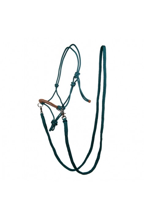 !Rope halter with reins -Strass- petrol