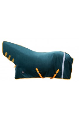 !Fleece rug with neck part -Reflection- deep green