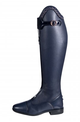 !Leather boots with front zip -Trinity- standard deep blue