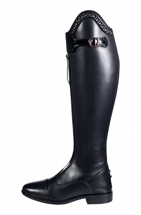!Leather boots with front zip -Trinity- standard black