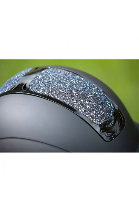 Riding helmet with glittering panel -Glamour- silver-grey