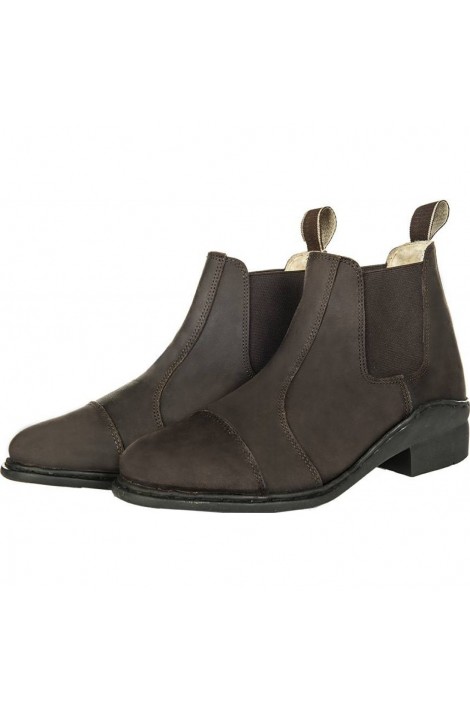 Leather winter jodhpur boots -Wax Faux Fur-